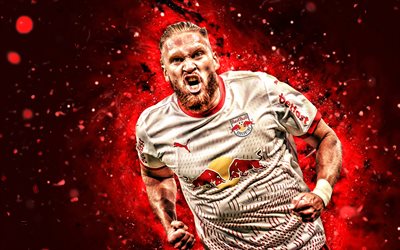 Isidro Pitta, 4k, red neon lights, Red Bull Bragantino, Brazilian Serie A, Paraguayan footballers, Isidro Pitta 4K, football, soccer, CA Bragantino, RB Bragantino, Isidro Pitta RB Bragantino