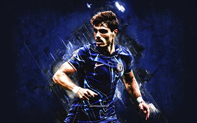 pedro neto, chelsea fc, calciatore portoghese, sfondo di pietra blu, premier league, inghilterra, calcio, pedro neto chelsea