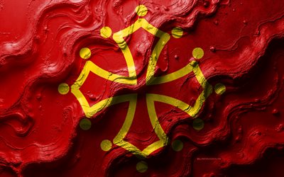 lantoc  flagga, 4k, stenvågstruktur, languedoc  flagga, 3d languedoc  flagga, frankrike, provinser i frankrike, langvaller