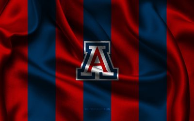 4k, Arizona Wildcats logo, red blue silk fabric, American football team, Arizona Wildcats emblem, NCAA, Arizona Wildcats, USA, American football, Arizona Wildcats football, National Collegiate Athletic Association