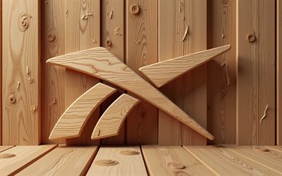 شعار ريبوك الخشبي, 4k, الماكرو, خلفيات خشبية, العلامات التجارية, شعار ريبوك 3d, مبدع, شعار ريبوك, علامات أزياء, ريبوك