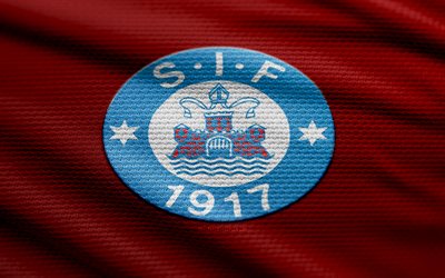 직물 로고 인 경우 silkeborg, 4k, 빨간색 직물 배경, 덴마크 슈퍼 리가, 보케, 축구, 로고 인 경우 silkeborg, 엠블럼이라면 실크 보그, silkeborg if, 덴마크 축구 클럽, silkeborg fc