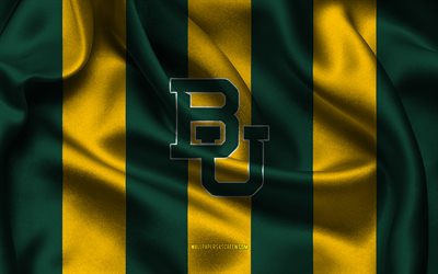 4k, Baylor Bears logo, green yellow silk fabric, American football team, Baylor Bears emblem, NCAA, Baylor Bears, USA, American football, Baylor Bears football, National Collegiate Athletic Association