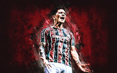 cano tedesco, fluminense fc, calciatore argentino, sfondo di pietra bordeaux, fluminense, grunge art, brasile, calcio, fluminense di cano tedesco
