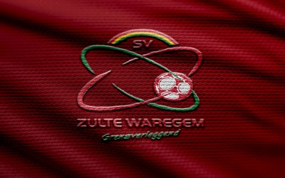 SV Zulte Waregem fabric logo, 4k, purple fabric background, Challenger Pro League, bokeh, soccer, SV Zulte Waregem logo, football, SV Zulte Waregem emblem, SV Zulte Waregem, belgian football club, Zulte Waregem FC