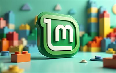 4k, linux mint lego  logo, bokeh, luova, vihreä lego  tausto, os  tuotemerkit, linux mint 3d  logo, tuotemerkit, linux minttu abstrakti logo, taideteos, linux mint  logo, os  logo, linux  minttu