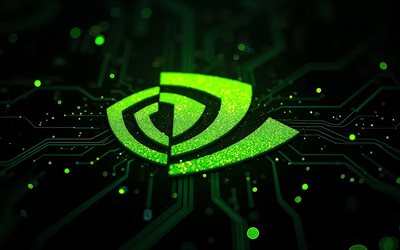 4k, nvidia green neonロゴ, ボケ, ブラックメタルの背景, エレクトロニクスブランド, nvidiaロゴ, クリエイティブ, nvidia 3dロゴ, ブランドロゴ, nvidia neonロゴ, ブランド, nvidia