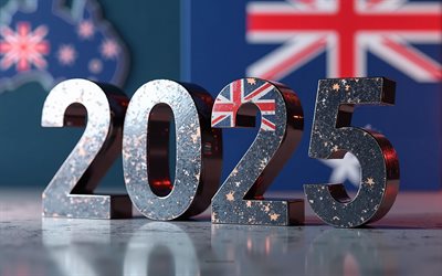 Australia 2025 digits, 4k, 2025 Australia, 3d art, Australia flag, 2025 3d digits, Australia, Australian flag, 2025 concepts
