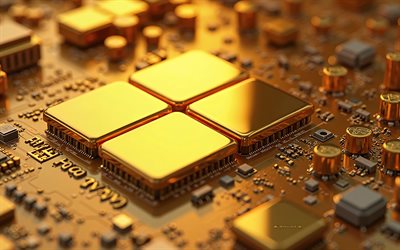 4k, windows 11 golden 3dロゴ, ゴールデンマザーボード, windows 11ロゴ, windows 11エンブレム, microsoftロゴ, windows 11ゴールデンロゴ, windows 11サイン, windowsロゴ, マイクロソフト