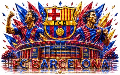 FC Barcelona logo, 4k, Spanish football club, SFC Barcelona, crystal art, FC Barcelona emblem, Camp Nou, Barcelona, Spain, football, La Liga, Barcelona logo