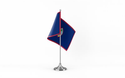 4k, 괌 테이블 플래그, 흰 바탕, 괌 깃발, 괌의 테이블 플래그, 금속 스틱에 괌 깃발, 괌의 깃발, 국가 상징, 괌