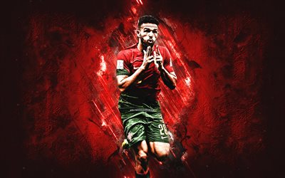 Goncalo Ramos, Portugal national football team, Portuguese footballer, red stone background, Portugal, football