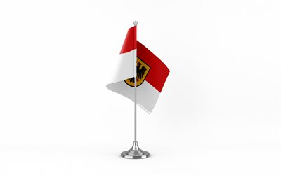 4k, dortmund bordsflagga, vit bakgrund, dortmund flagga, dortmund, tyska städer, dortmund flag på metal stick, tyskland