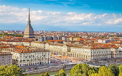 Turin, 4k, vector art, skyline cityscapes, italian cities, abstract cityscapes, Piedmont, Italy, Europe, creative, Turin cityscape
