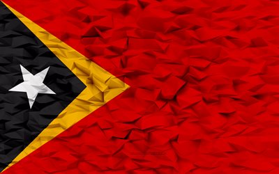 östtimors flagga, 4k, 3d polygonbakgrund, 3d polygontextur, östtimors dag, 3d östtimors flagga, östtimors nationella symboler, 3d-konst, östtimor, asien