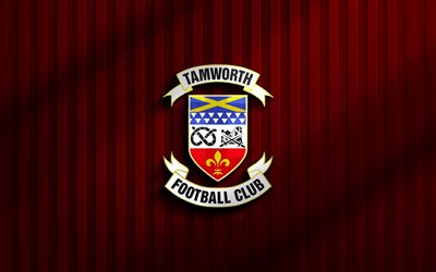 4k, logotipo 3d tamworth fc, liga nacional, fundo 3d vermelho, futebol, emblema do tamworth fc, logotipo do tamworth fc, tamworth fc, clube de futebol inglês, fc tamworth