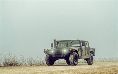 Humvee, HMMWV armored military utility vehicle, exterior, front view, military vehicles, High Mobility Multipurpose Wheeled Vehicle, military trucks, American cars, Light utility vehicle, AM General