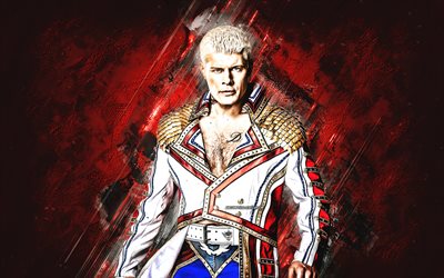 Cody Rhodes, WWE, portrait, american wrestler, Cody Garrett Runnels Rhodes, World Wrestling Entertainment, red stone background, USA