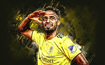 Hany Mukhtar, Nashville SC, portrait, MLS, German football player, yellow stone background, football, USA, Nashville