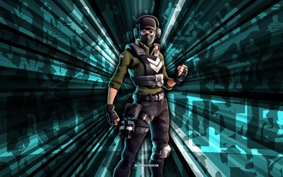 4k, Green Waypoint, blue rays background, Green Waypoint Skin, Green Waypoint Fortnite, abstract art, Fortnite Green Waypoint Skin, Fortnite characters, Fortnite, creative art