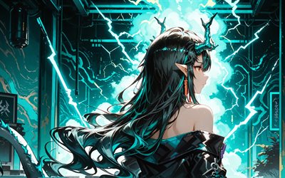 4k, الغسق, عرض خلفي, اضاءات الفيروز, فرسان, الظلام, خلفية مجردة الفيروز, مانغا, كل شيء معجزة, nm02, شخصيات الانمي, شخصيات الفرسان, فرسان الغسق