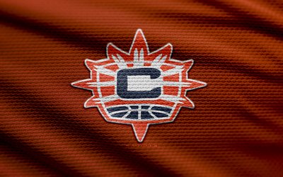 logo en tissu connecticut sun, 4k, fond de tissu orange, wnba, bokeh, basket ball, logo du soleil du connecticut, emblème du connecticut sun, équipe américaine de basket ball, soleil du connecticut