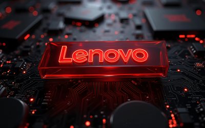 logotipo de cristal rojo de lenovo, 4k, placa base roja, logotipo de cristal rojo oscuro de lenovo, emblema de lenovo, signo de lenovo, logotipo de lenovo, fondo de tecnología roja, lenovo