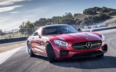 Mercedes-AMG GT, drift, supercars, red mercedes
