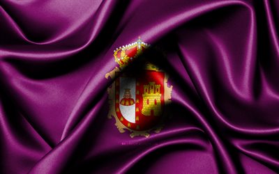 Burgos flag, 4K, spanish provinces, fabric flags, Day of Burgos, flag of Burgos, wavy silk flags, Spain, Provinces of Spain, Burgos