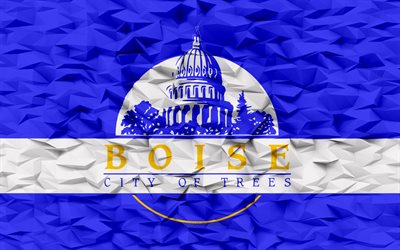 Flag of Boise, Idaho, 4k, American cities, 3d polygon background, Boise flag, 3d polygon texture, Day of Boise, 3d Boise flag, American national symbols, 3d art, Boise, USA
