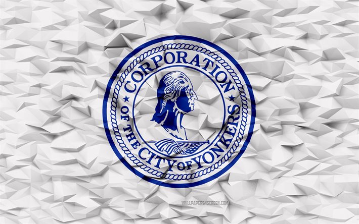Flag of Yonkers, New York, 4k, American cities, 3d polygon background, Yonkers flag, 3d polygon texture, Day of Yonkers, 3d Yonkers flag, American national symbols, 3d art, Yonkers, USA
