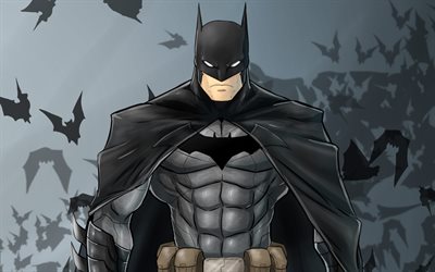 Batman, les chauves-souris, les ténèbres, les super-héros, illustration, Bat-man, dessin animé batman
