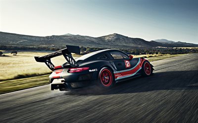 2019, Porsche911g t2 클럽 스포츠, 2018, 700-HP, 자동차 경주, 후방 스포일러, 후면보기, 독일 스포츠 자동차, 포르쉐