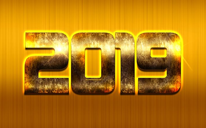 الذهبي 2019 الخلفية, سنة جديدة سعيدة, الذهبي الصلب الحروف, 2019 المفاهيم, الإبداعية 2019 الفن