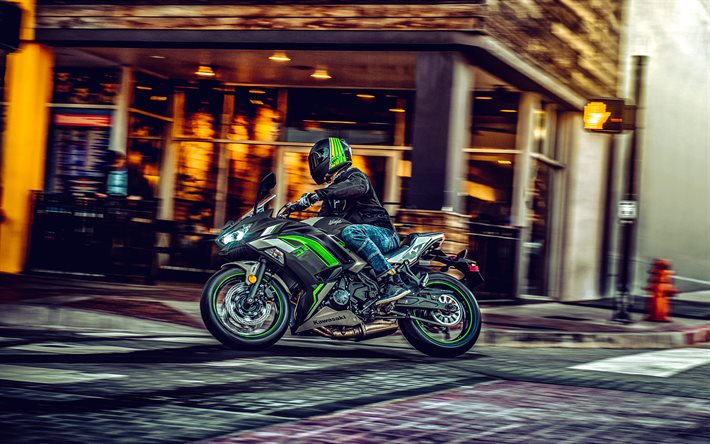2022, kawasaki ninja 650, 4k, exterior, vista lateral, preto verde ninja 650, moto de corrida, motos esportivas japonesas, kawasaki