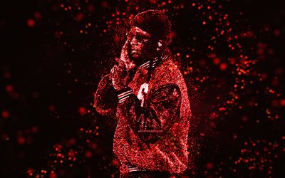 Young Thug, red glitter art, Jeffery Lamar Williams, american rapper, Young Thug silhouette, creative art
