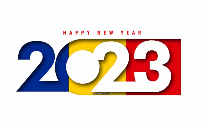 hyvää uutta vuotta 2023 romania, valkoinen tausta, romania, minimaalista taidetta, 2023 romanian konseptit, romania 2023, 2023 romanian tausta, 2023 hyvää uutta vuotta romania