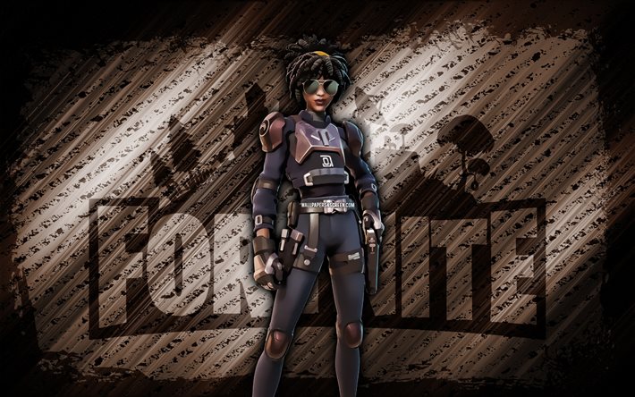 Battlesuit Slone Fortnite, 4k, brown diagonal background, grunge art, Fortnite, artwork, Battlesuit Slone Skin, Fortnite characters, Battlesuit Slone, Fortnite Battlesuit Slone Skin