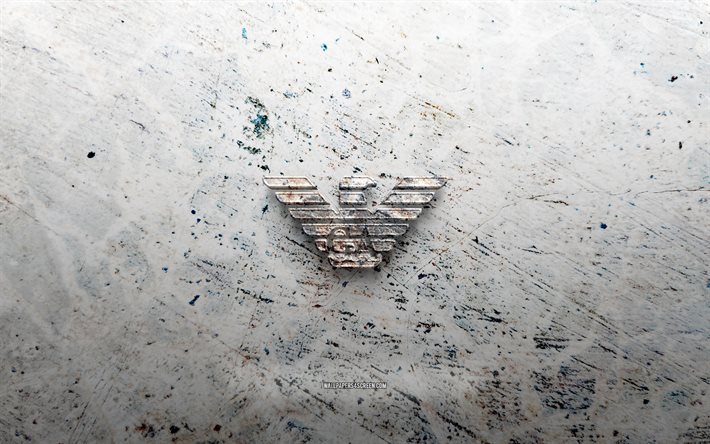 شعار حجر أرماني, 4k, الحجر الخلفية, شعار armani 3d, العلامات التجارية, خلاق, شعار أرماني, فن الجرونج, أرماني