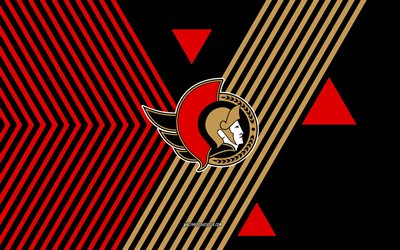 logotipo de los senadores de ottawa, 4k, equipo canadiense de hockey, fondo de líneas negras rojas, senadores de ottawa, nhl, eeuu, arte lineal, emblema de los senadores de ottawa, hockey