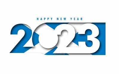 feliz año nuevo 2023 escocia, fondo blanco, escocia, arte mínimo, conceptos de escocia 2023, escocia 2023, fondo de escocia 2023, 2023 feliz año nuevo escocia