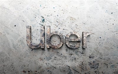 logo de pierre uber, 4k, fond de pierre, logo uber 3d, marques, créatif, logouber, grunge art, uber