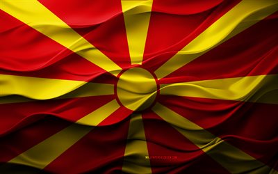 4k, bandera de macedonia del norte, países europeos, 3d bandera de macedonia norte, europa, textura 3d, día de macedonia del norte, símbolos nacionales, arte 3d, macedonia del norte