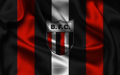 4k, logotipo botafogo sp, tecido de seda vermelha preta, time de futebol brasileiro, emblema de botafogo sp, serie brasileira b, botafogo sp, brasil, futebol, botafogo sp fland