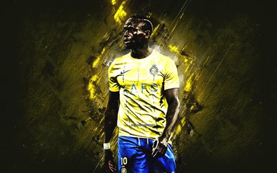 Sadio Mane, Al Nassr FC, Senegalese football player, yellow stone background, Saudi Arabia, Al Nassr