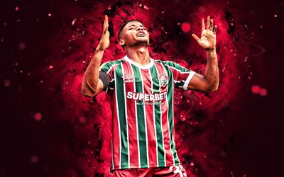 4k, herkules, freude, lila neonlichter, fluminense, brasilianische serie a, brasilianische fußballer, herkules 4k, fußball, fluminense fc, herkules fluminense