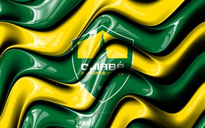 logotipo 3d de cuiabá ce, 4k, ondas 3d amarillas verdes, serie b brasileña, fútbol americano, bandera de cuiabá ce, creativo, logotipo de cuiabá ce, cuiabá ce, club de fútbol brasileño, fútbol, cuiabá fc