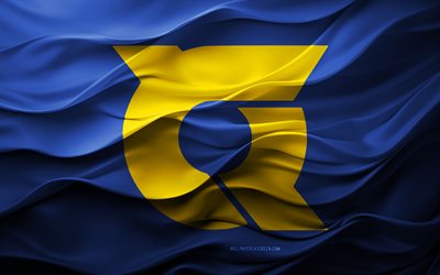 4k, tokushima flagg, japanska prefekturer, 3d tokushima  flagga, japan, tokushima flagga, 3d  konsistens, tokushima dag, japanska nationella symboler, 3d  konst, tokushima