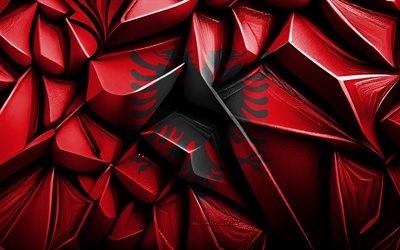 Flag of Albania, 4k, 3d creative texture, Albania 3d flag, Europe, Albania flag, 3d art, Albania, flag of European countries