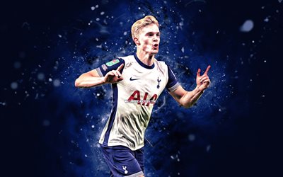 lucas bergvall, 4k, mavi neon işıklar, tottenham hotspur fc, premier lig, isveçli futbolcular, lucas bergvall 4k, futbol, lucas bergvall tottenham hotspur